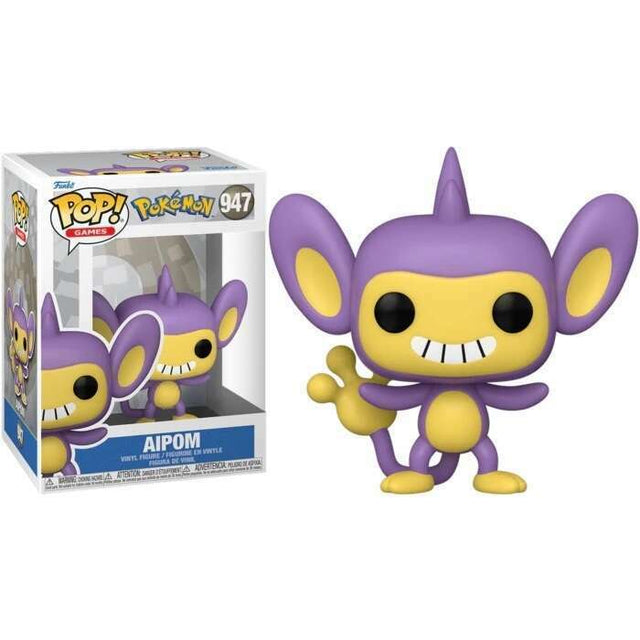 Funko Pop! Games Pokémon Aipom figure with a box imperfection, featuring Aipom's playful design and expressive details.
