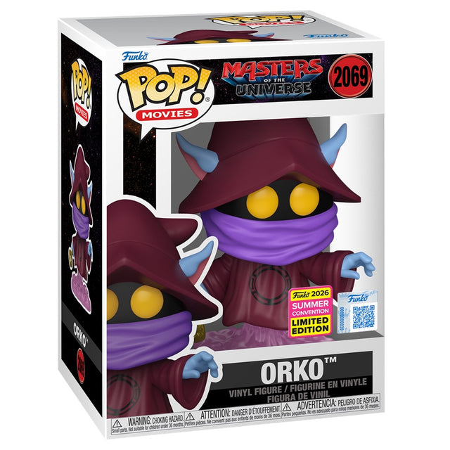 Funko Pop! Movies Masters of the Universe Orko figure, shared summer convention exclusive, with colorful cartoon-style design.