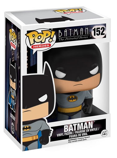 Funko Pop! Heroes Batman from the Animated Series, vinyl collectible figure with classic Batman costume and detailed design.
