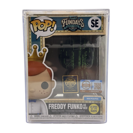 Funko Pop! Freddy as Neo from Quest for the Grail, glow-in-the-dark, LE 500, limited edition Funko Grail collectible.