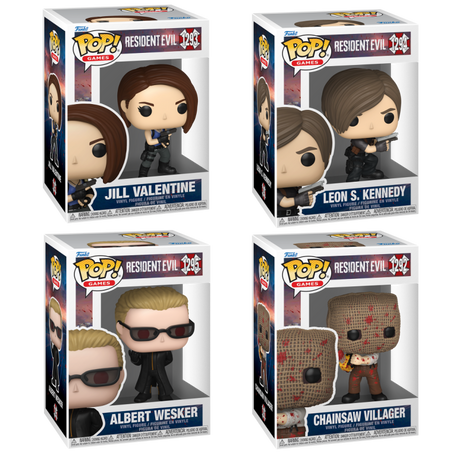 Funko Pop! Games Resident Evil 4 bundle featuring collectible figures with detailed designs from the popular horror game series.