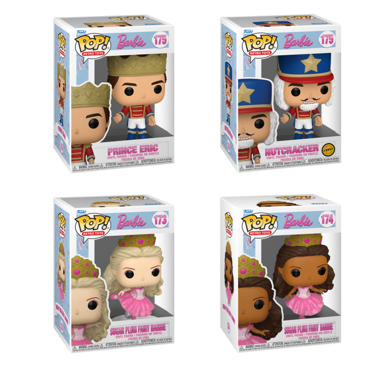 Funko Pop! Retro Toys: Barbie in the Nutcracker 4-pack bundle featuring stylized collectible figures from Shak's Pop Shop.