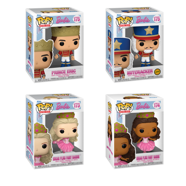 Funko Pop! Retro Toys: Barbie in the Nutcracker 4-pack bundle featuring stylized collectible figures from Shak's Pop Shop.