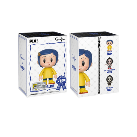 Coraline collectible figure from ThrillJoy Pix by Shak's Pop Shop, 2026 SDCC Convention Exclusive, featuring Coraline in detailed design.