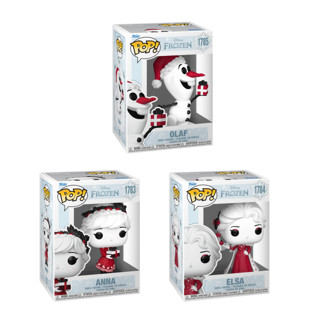 Three Funko Pop! Disney Frozen characters in a bundle, featuring icy-themed figures from the Disney Frozen series.