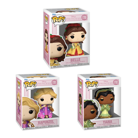 Funko Pop! Disney Princess Grand Entrance 3-pack bundle featuring Disney Princess figures in colorful packaging.
