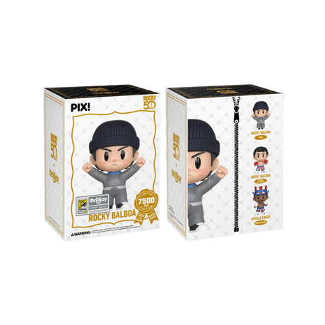Rocky Balboa collectible figure from ThrillJoy Pix series, SDCC 2026 exclusive by Shak's Pop Shop, shown in a blank display image.
