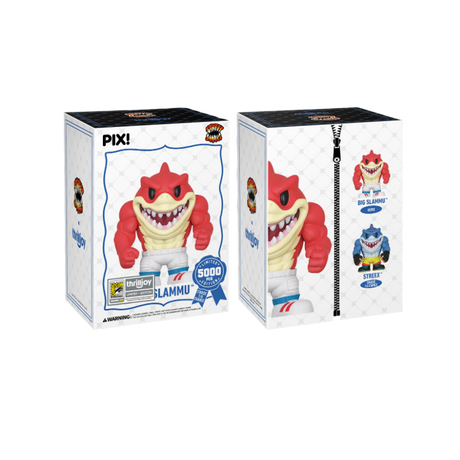 Street Sharks Big Slammu collectible figure from ThrillJoy Pix by Shak's Pop Shop, shown in a blank image with a plain background.