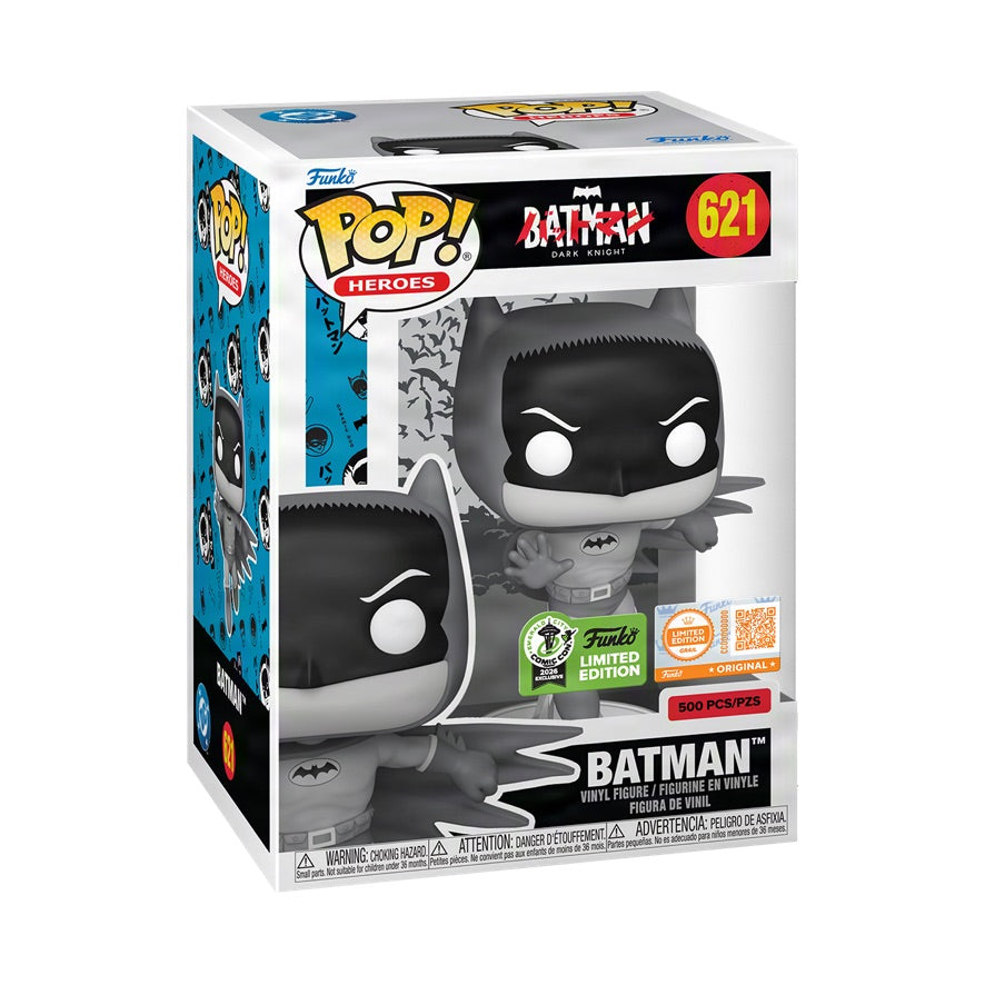 Funko Pop! Heroes: Batman Dark Knight: Batman (Black & White) (LE 500) (Funko Grail Edition) (2026 ECCC Convention Exclusive)