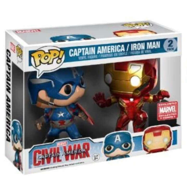 Funko Pop! Marvel: Captain America Civil War: Captain America and Iron Man (2 Pack) (Marvel Collector Corps Exclusive) (Box Imperfection)