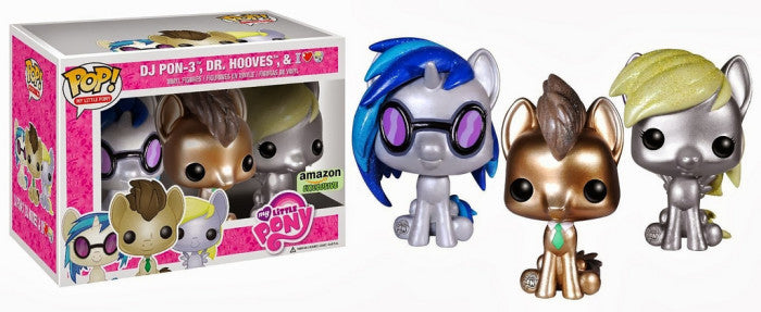 Funko Pop! My Little Pony: DJ Pon-3, Dr. Hooves & Derpy (Metallic) (Amazon Exclusive) (Box Imperfection)