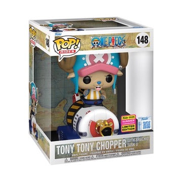 Funko Pop! Rides Tony Tony Chopper with Brachio Tank figure from One Piece, collectible toy with detailed design and vibrant colors.