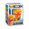 Funko Pop! Marvel Human Torch Spider-Man Mash-Up figure with fiery design, exclusive to Target, from Shak's Pop Shop collection.