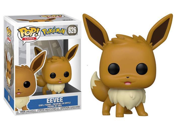 Funko Pop! Pokémon Eevee vinyl figure standing with box imperfection, collectible toy from Shak's Pop Shop.
