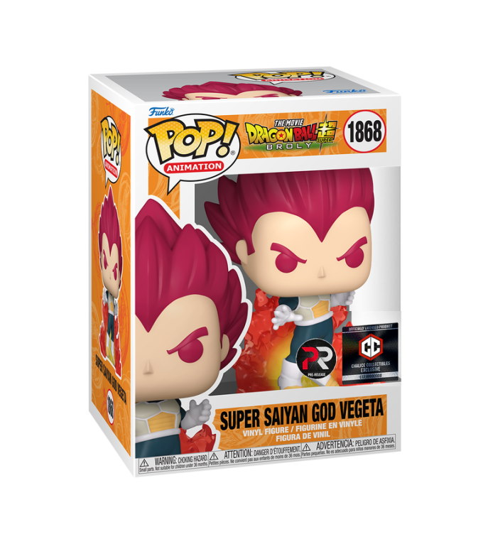 Funko Pop! Animation: Dragon Ball Super Broly: Super Saiyan God Vegeta with Aura (PR Release) (Chalice Collectibles Exclusive) (Box Imperfection)