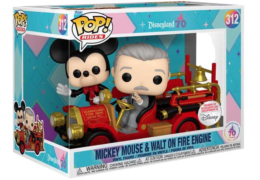 Funko Pop! Rides: Disneyland 70th: Mickey Mouse & Walt on Fire Engine (Disney Parks Exclusive)