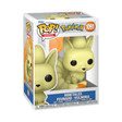 A Funko Pop! Games figure of Pokémon Ninetales, with light yellow fur, black eyes, and nine tails. The box is white and light blue with an orange flame design.