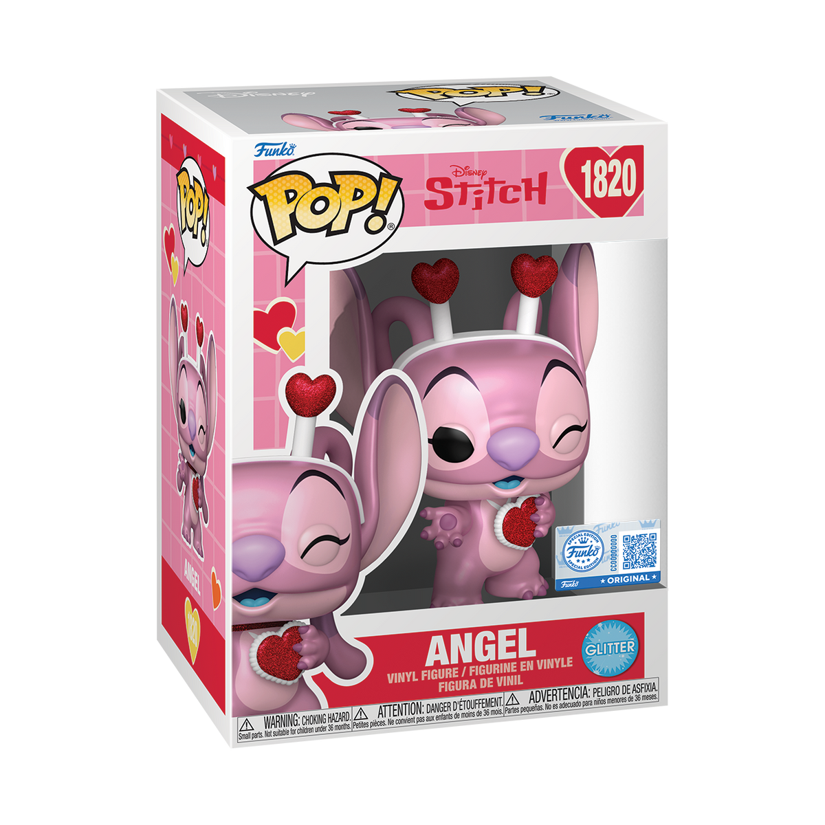 Funko Pop! Disney: Stitch: Angel (Valentines) (Glitter) (Funko Shop Exclusive)