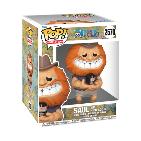 Funko Pop! Animation: One Piece Saul with Nico Robin collectible figure, Super 6-inch vinyl toy, from Shak's Pop Shop.