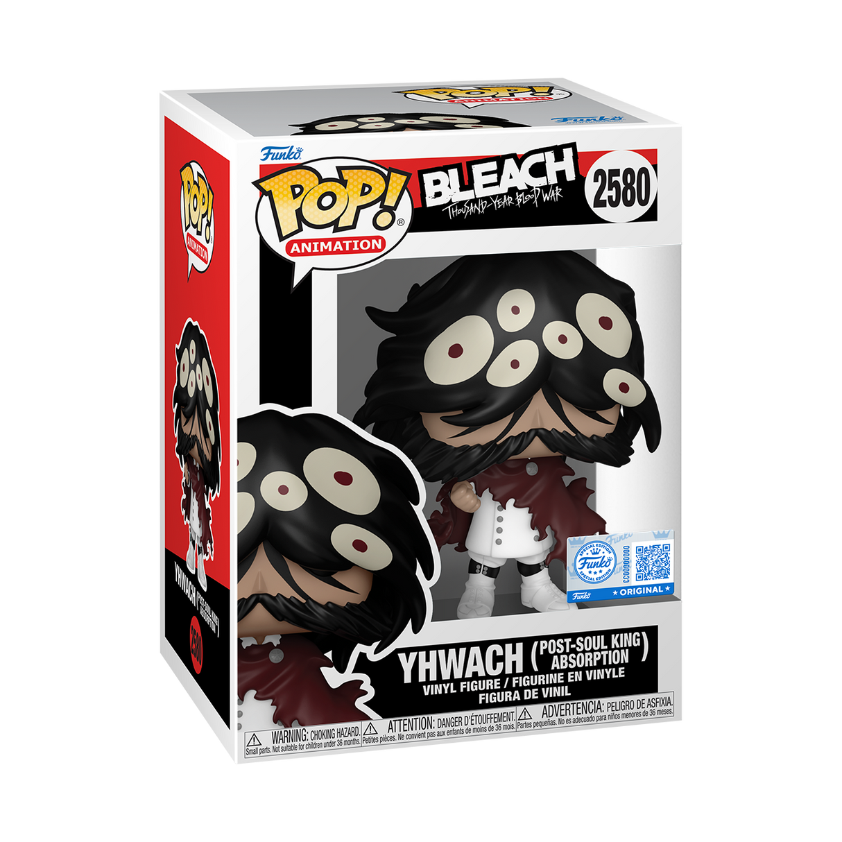 Funko Pop! Premium Yhwach figure from Bleach Thousand Year Blood War, featuring detailed design and exclusive Shak's Pop Shop branding.