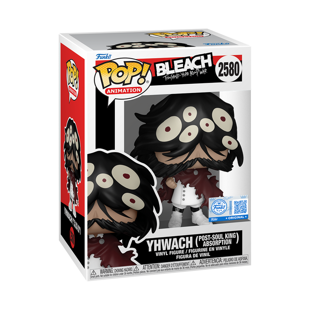 Funko Pop! Premium Yhwach figure from Bleach Thousand Year Blood War, featuring detailed design and exclusive Shak's Pop Shop branding.