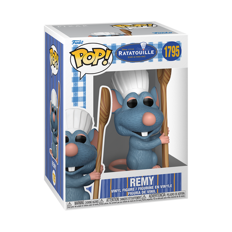 Funko Pop! Disney Ratatouille Remy vinyl figure, featuring Remy the rat from Disney's Ratatouille, collectible toy.