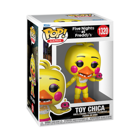 Funko Pop! figure of Toy Chica from Five Nights at Freddy's, collectible vinyl toy with detailed character design.