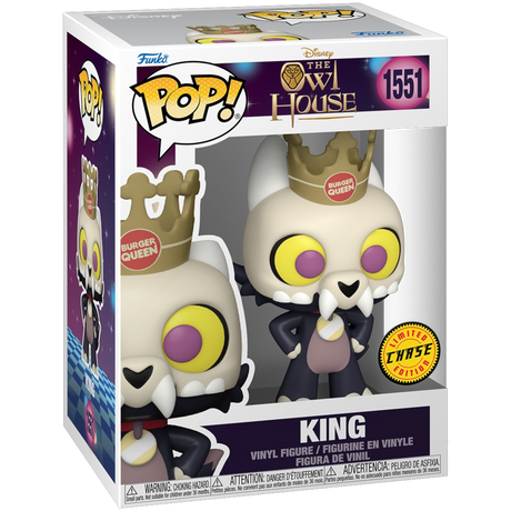 Funko Pop! Disney The Owl House King Chase figure with detailed features and vibrant colors, showcasing the collectible character.