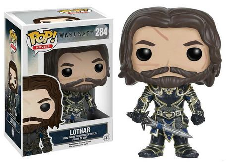 Funko Pop! Movies Warcraft Lothar vinyl figure with detailed armor and sword, collectible character toy from Shak's Pop Shop
