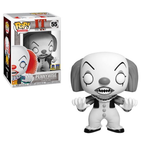 Funko Pop! Movie: IT: Pennywise (Black & White) (Rhode Island Comic Con Exclusive) (No Sticker) (Box Imperfection)