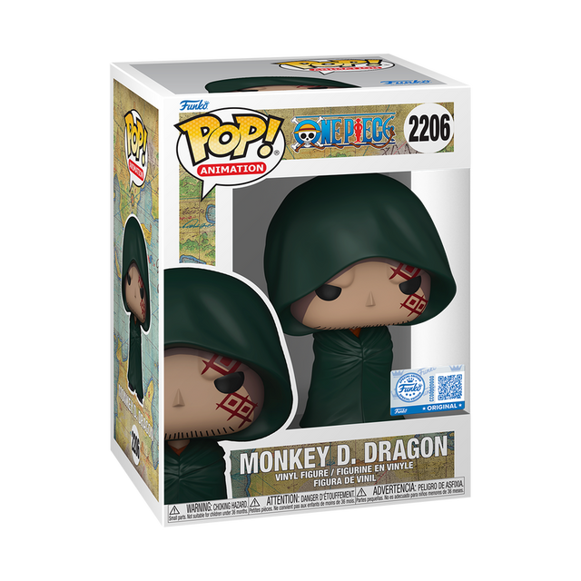 Funko Pop! Animation Monkey D. Dragon figure from One Piece, special edition collectible with detailed paint and iconic design.