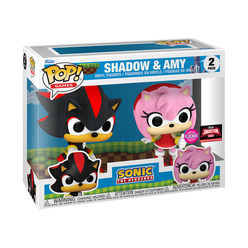 Funko Pop! Games:Sonic The Hedgehog: Shadow & Amy (Flocked) (Target Con 2024 Exclusive) (Box Imperfection)