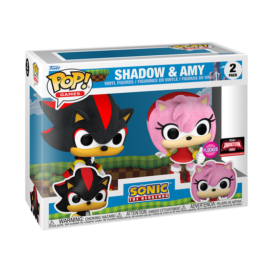 Funko Pop! Games:Sonic The Hedgehog: Shadow & Amy (Flocked) (Target Con 2024 Exclusive) (Box Imperfection)