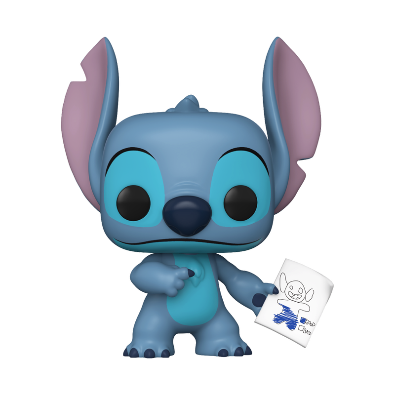 Funko Pop! Disney Stitch figure with mood chart, featuring Stitch in colorful detail, from the Lilo and Stitch collection.