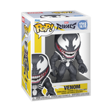 Funko Pop! Marvel Rivals Venom figure with detailed black and white design, showcasing a dynamic pose and expressive features.