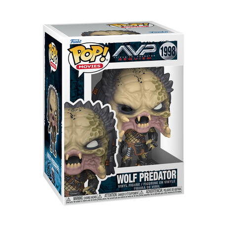 Funko Pop! Movies: Alien vs Predator Wolf Predator figure with detailed armor and fierce expression, collectible toy from Shak's Pop Shop