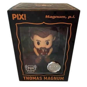 Thomas Magnum collectible figure from ThrillJoy Pix by Shak's Pop Shop, 2026 Block Party Exclusive, detailed with signature features.