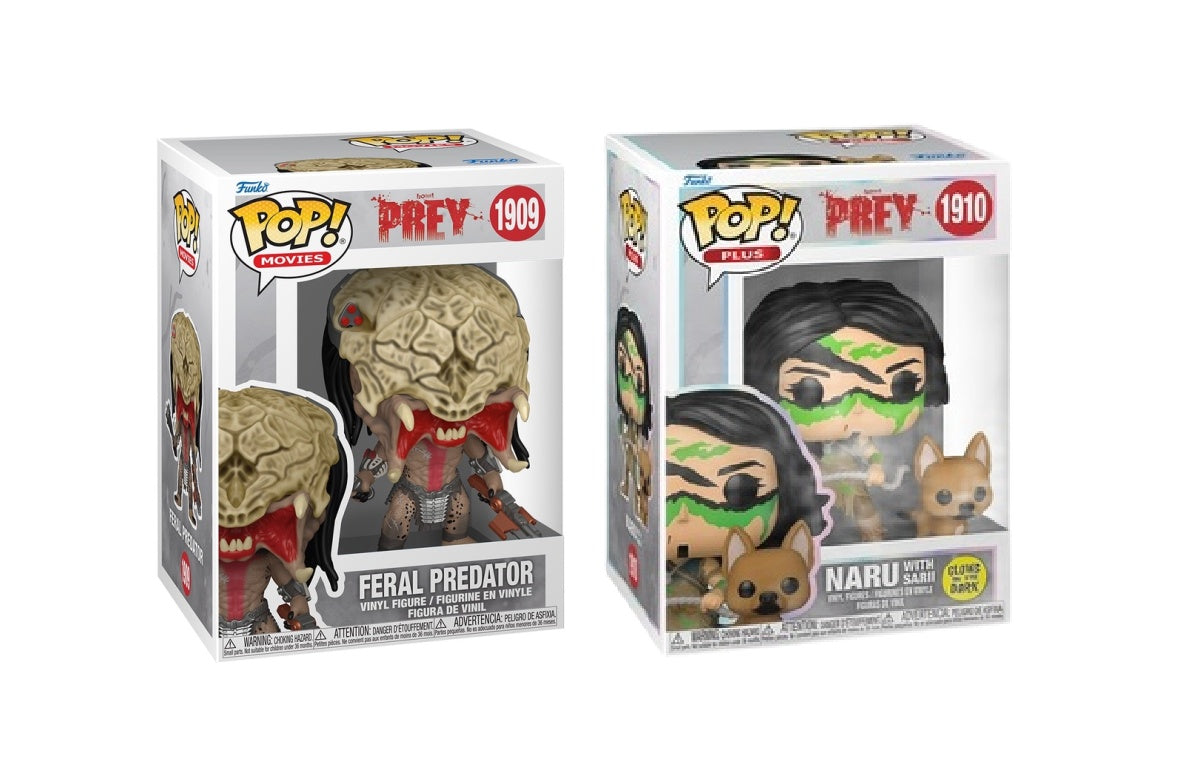 Funko Pop! Movies Prey 2-pack bundle featuring two collectible figures from the Prey movie, displayed in their boxes.