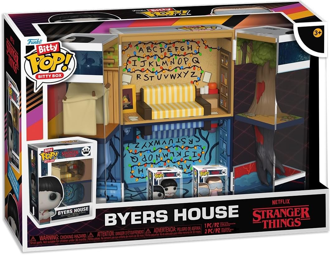 Funko Bitty Pop! Stranger Things Byers House collectible box, featuring miniature figures and detailed design from Shak's Pop Shop