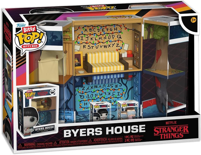 Funko Bitty Pop! Stranger Things Byers House collectible box, featuring miniature figures and detailed design from Shak's Pop Shop