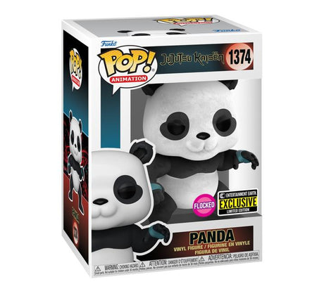 Flocked Funko Pop! Animation Jujutsu Kaisen Panda figure with box imperfection, featuring a cute panda character from the anime series