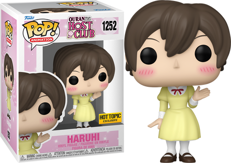 Funko Pop! figure of Haruhi from Ouran Host Club, exclusive Hot Topic edition with box imperfection, by Shak's Pop Shop.