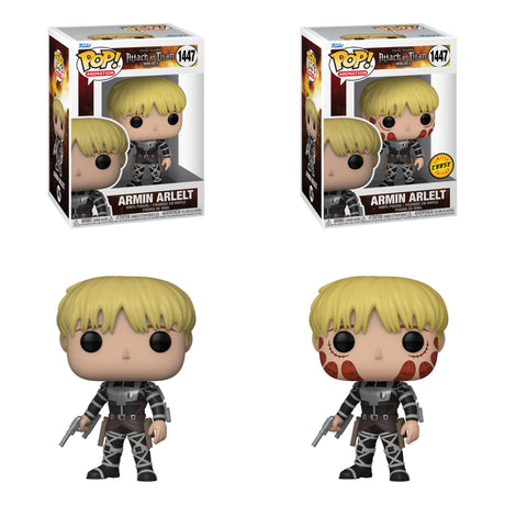Funko Pop! Animation Attack On Titan Armin Arlelt Chase Bundle featuring collectible figures from Shak's Pop Shop.