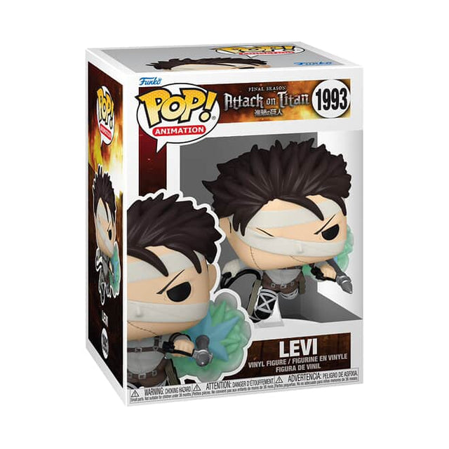 Funko Pop! Animation Attack on Titan Levi figure with detailed sculpt and signature stylized design, collectible character from anime series
