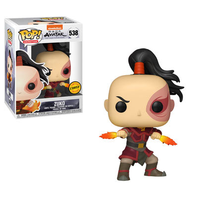 Funko Pop! Animation Zuko figure from Avatar The Last Airbender with Chase variant, stylized vinyl collectible with detailed character design.