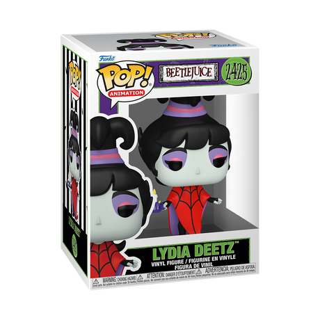 Funko Pop! Animation Lydia Deetz figure from Beetlejuice, featuring her iconic gothic look and detailed design.