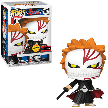 Funko Pop! Animation Bleach Ichigo Kurosaki Chase figure with Bankai Hollow Mask, AAA Exclusive collectible, detailed figure.