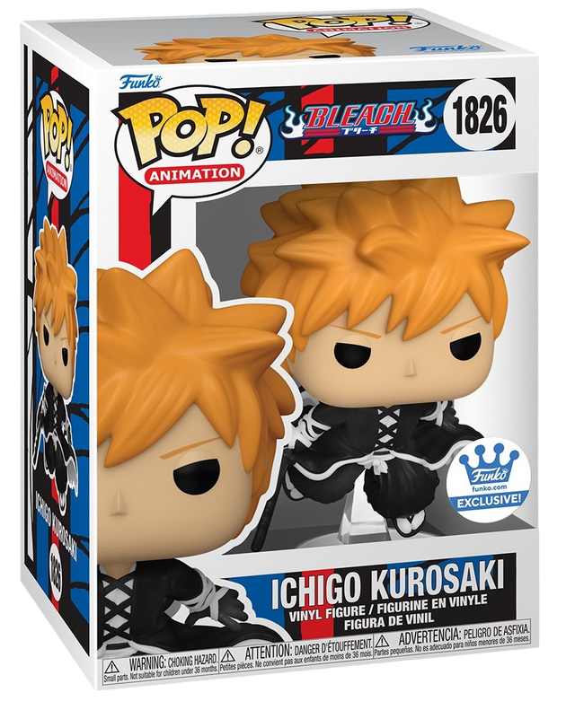 Funko Pop! Animation Bleach Ichigo Kurosaki figure from Shak's Pop Shop, featuring Ichigo in his signature orange outfit with sword.
