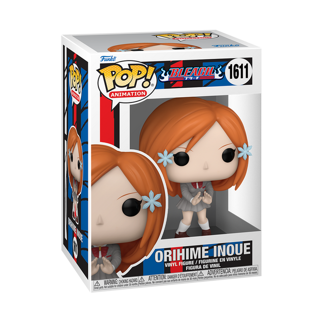 Funko Pop! Animation Bleach Orihime Inoue figure by Shak's Pop Shop, featuring her with orange hair and school uniform.