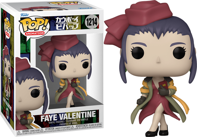 Funko Pop! Animation Faye Valentine from Cowboy Bebop with detailed figure and vibrant colors, collectible toy from Shak's Pop Shop